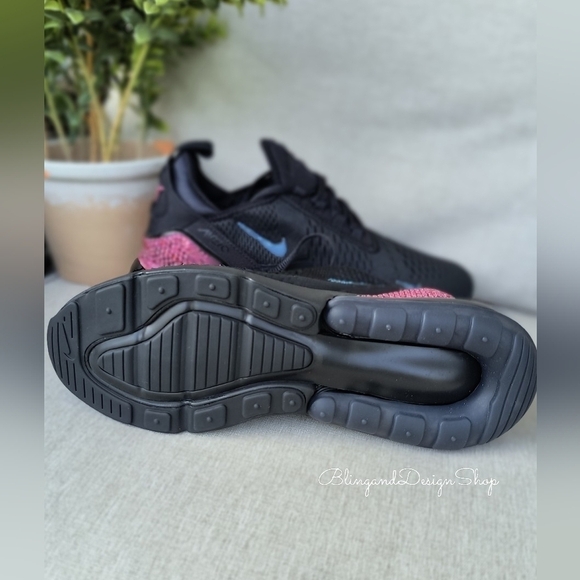 Bling Women's Nike Air Max 270 Black Sneaker made with Swarovski Crystals Custom - Picture 7 of 7